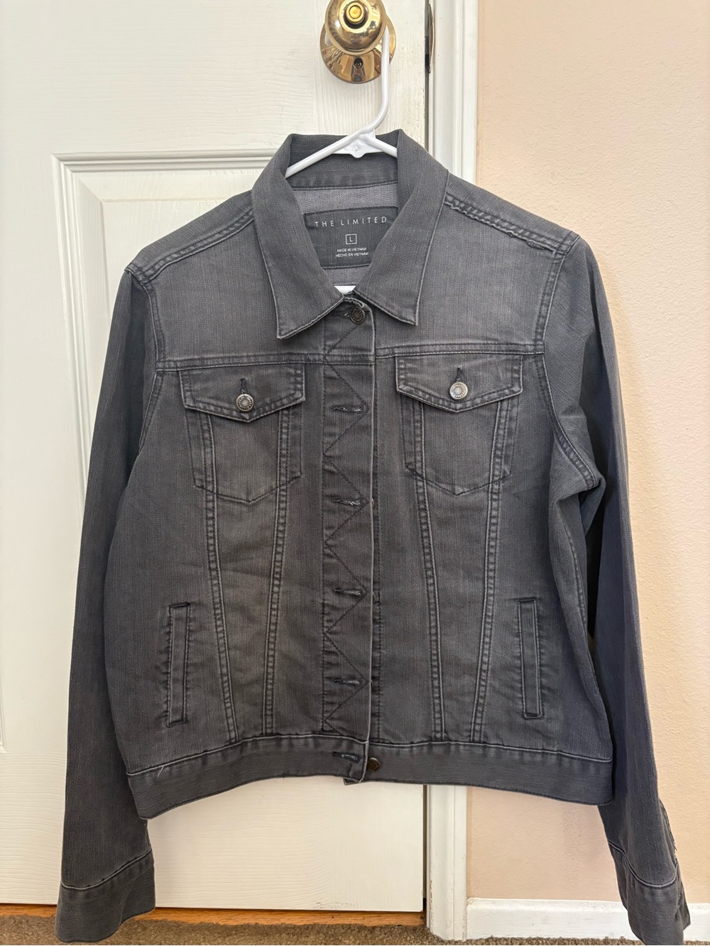 The Limited Gray Denim Jacket - Button Front Trucker Style